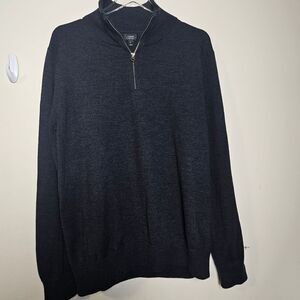 J Crew Mens 100% Merino Wool Dark Gray Sweater 1/2 Zip 99132